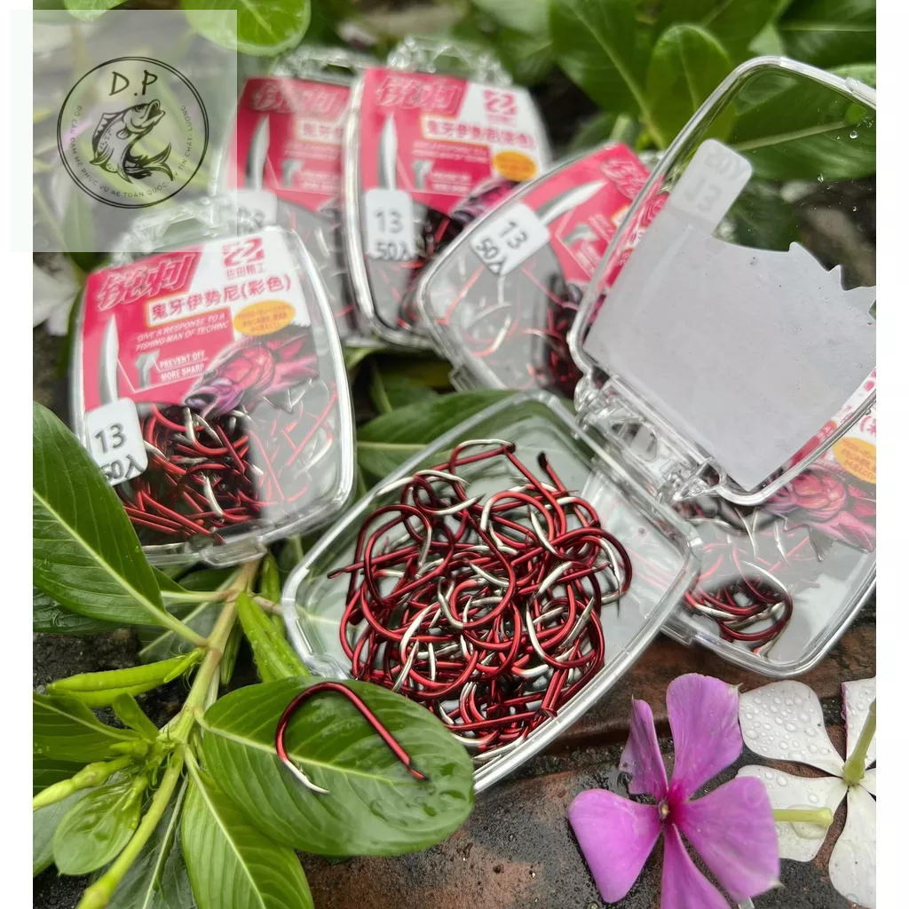 Lưỡi câu cá CACBON BKK ĐỎ có ngạnh Nhật Bản siêu bén siêu bền cao cấp ( 1 hộp 50 pcs )