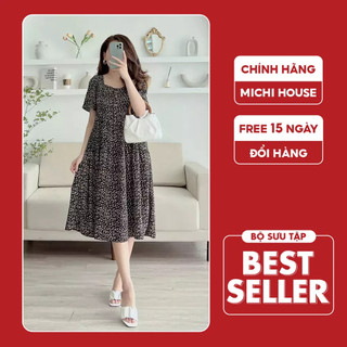 Váy Babydoll Hoa Nhí Dáng Xuông Dài MICHI House Đầm Suông Hoa Nhí Cổ Vuông Dáng Babydoll Vintage Phom Rộng Bigsize V277