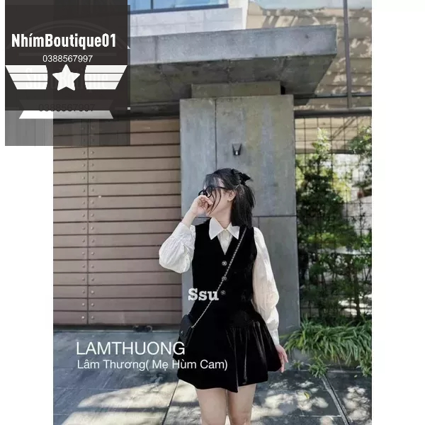 Set Áo sơ mi + Gile+Chân váy New Tag mới Hàng Đẹp