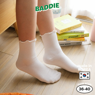 RUFFLE PLAIN - Tất vớ cao cổ nữ trơn cổ diềm xinh xắn, nhập khẩu Hàn Quốc