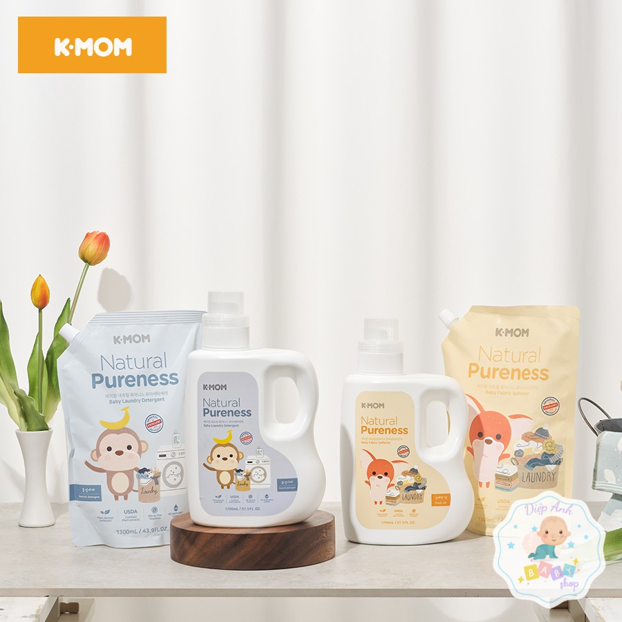 Nước giặt nước xả hữu cơ K-mom Hàn Quốc an toàn tuyệt đối cho bé.
