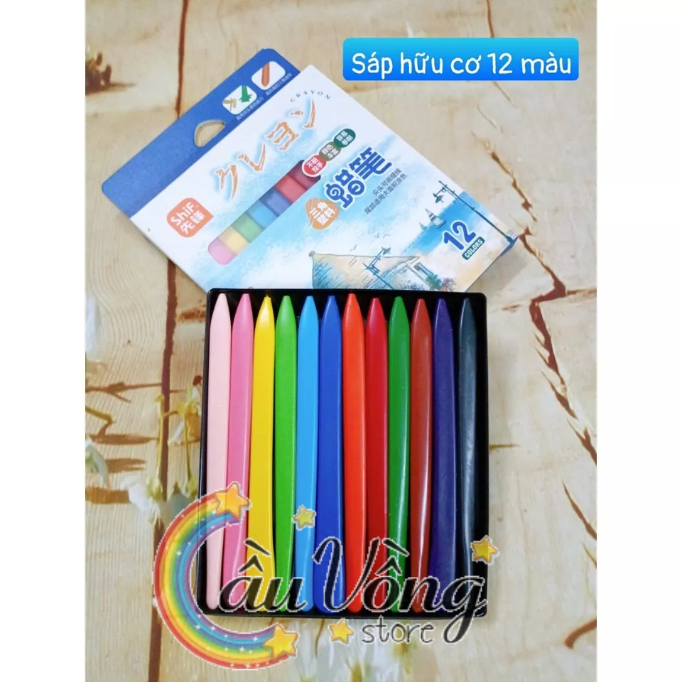 Bộ 12 Bút Sáp Màu - Màu Hữu Cơ Cho Bé Tập Vẽ - Cao Cấp Tự Nhiên An Toàn