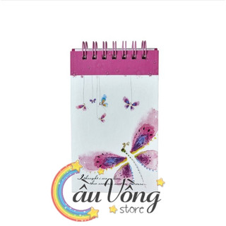 Sổ tay lò xo mini 140 trang khai trí stationery pink butterfly