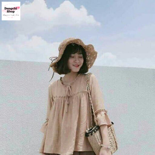 Nón cói mềm thắt nơ da vintage