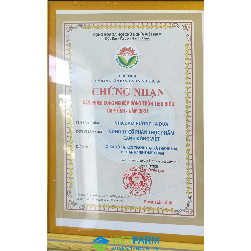 Thạch Nha Đam VIETFARM Sản Phẩm OCOP 4 sao Hương Lá Dứa 500gr