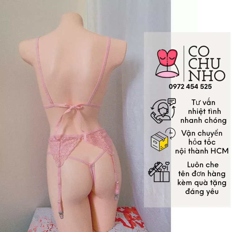 DL64 - Bộ Đồ Lót 2 Mảnh Ren Xuyên Thấu - Bộ Lọt Khe G String Xẻ Nữ Sexy Gợi Cảm kèm Đai Kẹp Tất -cochunhoquan11 | BigBuy360 - bigbuy360.vn