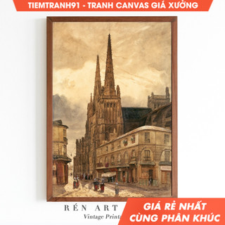 Tranh treo tường, Antique Cityscape Oil Painting Vintage Architecture Art City Architecture Oil Painting.