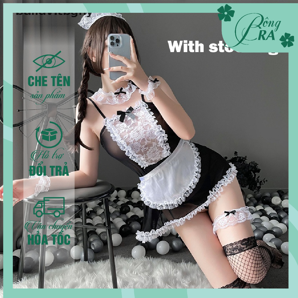 Set đồ ngủ nữ cosplay cô hầu gái kèm phụ kiện BÔNG BRA B430 SHIP HOẢ TỐC HCM