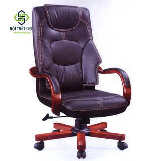 Ghế Giám Đốc Da Simili Cao Cấp GĐ-701 Lưng Cao, Tay Gỗ Chân Gỗ, Có Nâng Hạ Cao Thấp