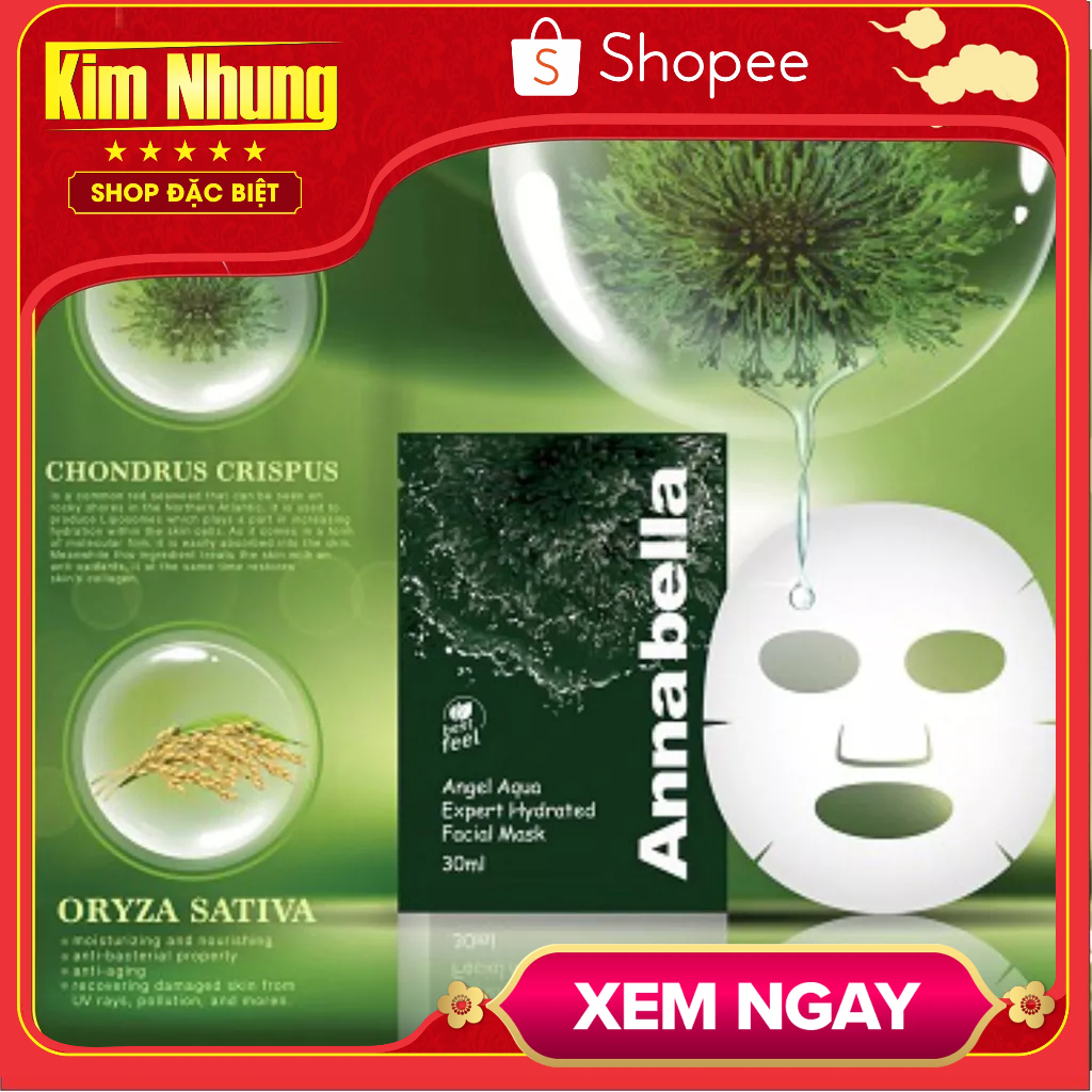 CÓ VIDEO - Combo 10 Mặt nạ tảo biển của Annabella giúp dưỡng ẩm trắng da