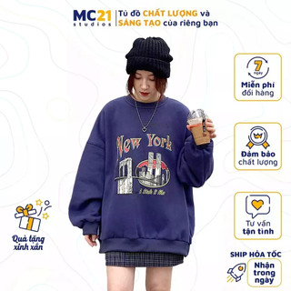 Áo sweater oversize MC21.STUDIOS nam nữ Unisex form rộng Ulzzang Streetwear Hàn Quốc chất nỉ lót bông cao cấp A3416
