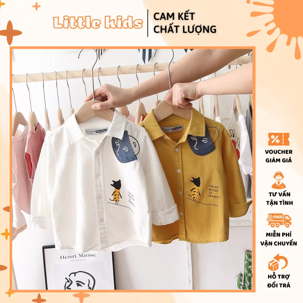 Áo Sơ Mi Dài Tay In Hình Mèo Dễ Thương Cho Bé - LittlekidsT
