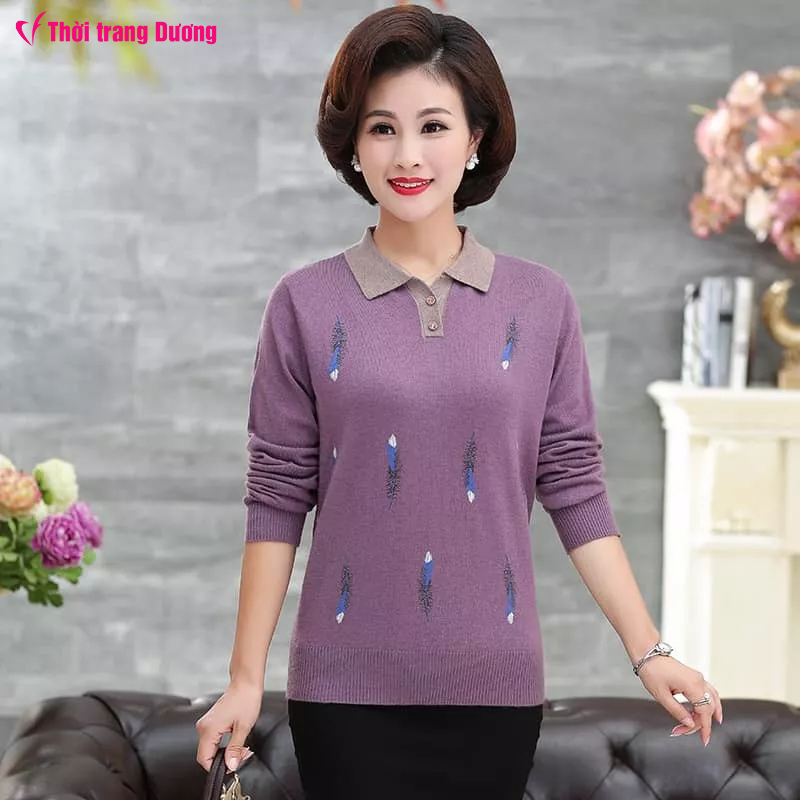 CT868 - Áo len dài tay nữ cho người trung tuổi cao cấp hàng nhập