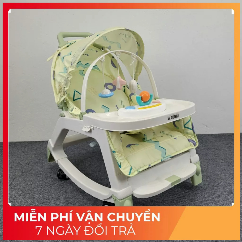 Nôi rung - Nôi rung cho bé 5in1 có nhac đồ chơi và bàn ăn cho bé,I