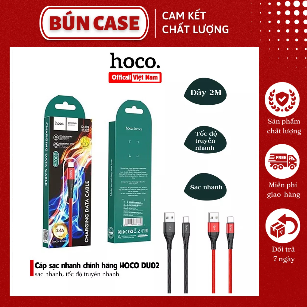 CÁP SẠC HOCO DU02 CHÍNH HÃNG KÈM BẢO HÀNH CÁP BỌC DÙ CHỐNG ĐỨT CHỐNG GÃY DẬP