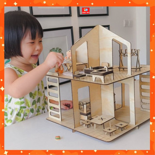 Bộ Đò Chơi Ghép Hình Ngôi Nhà Búp Bê Gỗ Cho Bé - Ngôi Nhà Dream House