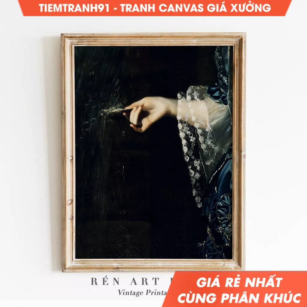 Tranh treo tường, Moody Portrait Painting Victorian Woman Wall Art Vintage Art Dark Academia Decor Baroque.