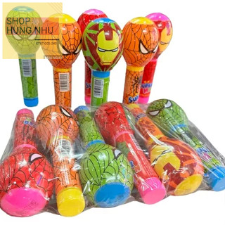 Sỉ 6 Quả chùy kẹo dẻo superman vị trái cây hình khổng lồ xanh,siêu nhân nhện