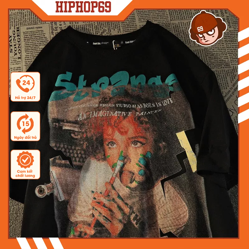 Áo Thun Unisex Dáng Rộng Phong Cách Hip Hop Đường Phố Âu Mỹ Thời Trang Mùa Hè Kiểu Mới Cho Cặp Đôi Q046