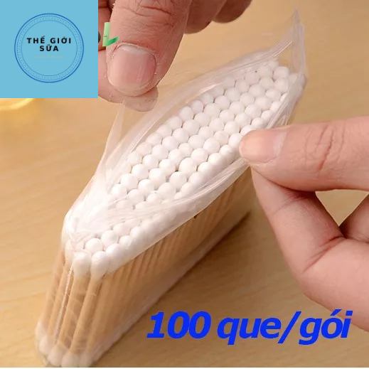 Tăm bông ngoáy tai 100 que thân gỗ thân thiện với môi trường