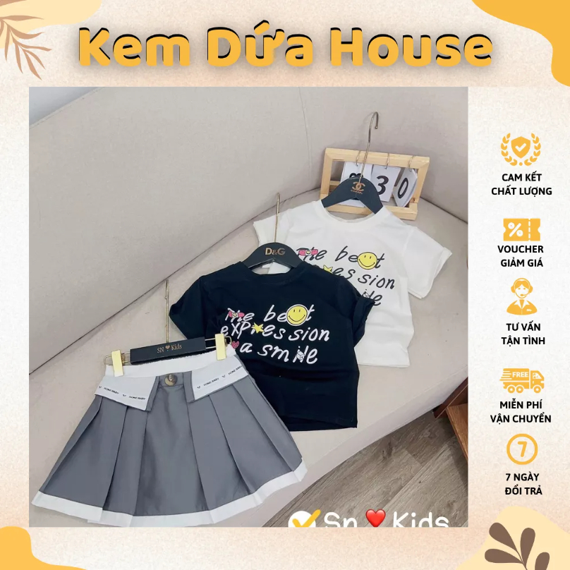 Set Váy Áo Phông Chữ - Bộ Áo Váy Chất Cotton Siêu Mềm Mát Chuẩn Form, Váy Có Lót Quần