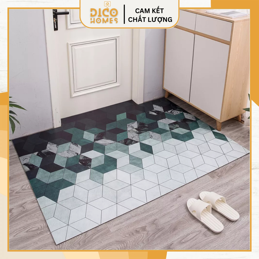 Thảm Chùi Chân Cửa Ra Vào Da Cao Cấp Dico Homes Hình Lục Giác 3D - Thảm Lót Sàn Chống Trượt, Độ Bền Cao 100x120