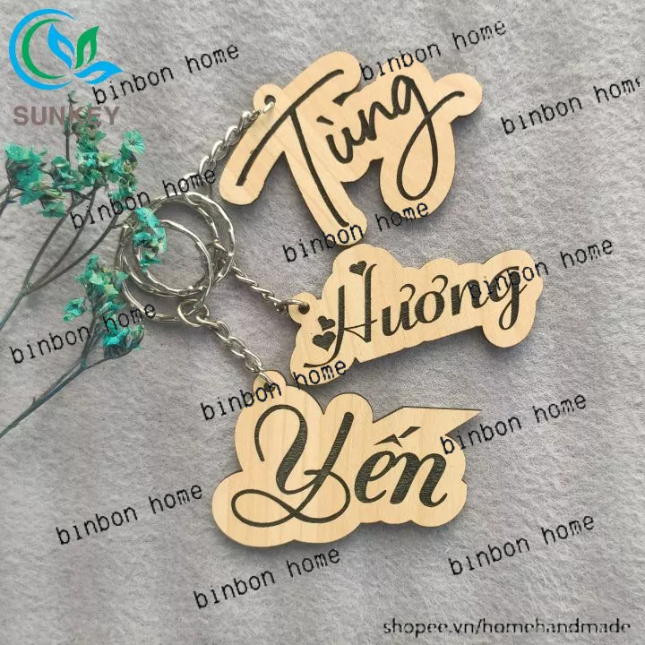 Móc Khóa Gỗ - Khắc Tên Theo Yêu Cầu - Thiết Kế Miễn Phí