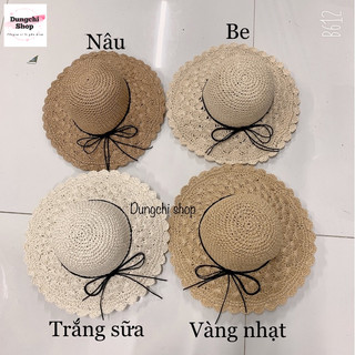 Nón cói mềm thắt nơ da vintage