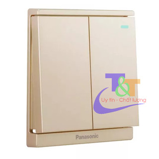 Bộ 2 công tắc 1 chiều Panasonic Trắng/Vàng/Xám có chỉ báo dạ quang