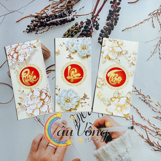 Combo 100 Bao Lì Xì Hoa Sen Trắng Phúc Lộc Thọ