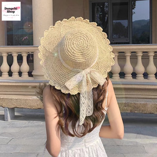 Nón cói mềm nơ ren mẹ và bé