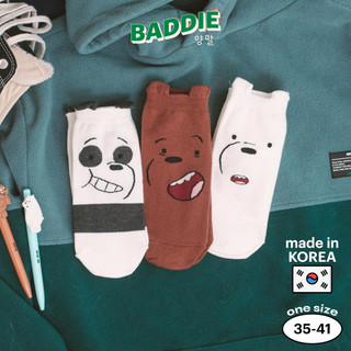 WE BARE BEARS FACE LOW - Tất vớ thấp cổ unisex nhân vật hoạt hình gấu, bản quyền Cartoon Network, nhập khẩu Hàn Quốc