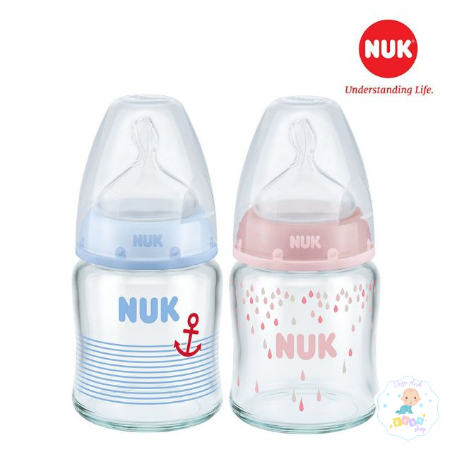 Bình sữa NUK thủy tinh Premium Choice 120ml/240ml núm ti silicone S1-M