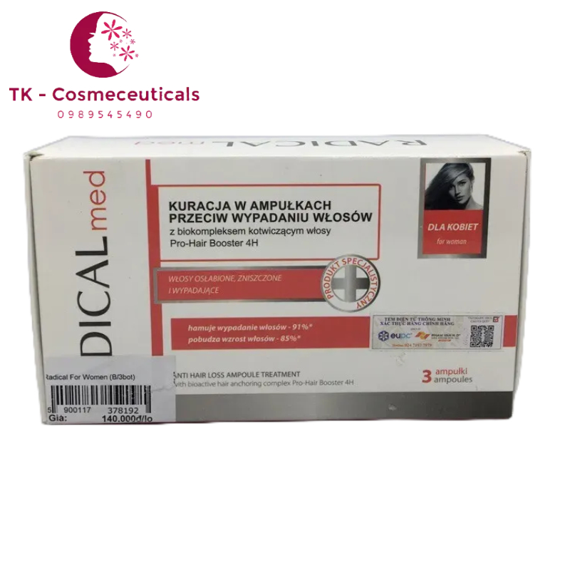 (CHÍNH HÃNG) Tinh Chất Radical Med Anti Hair Loss For Woman Giúp Ngăn Ngừa Rụng Tóc Nữ (Hộp 3 Lọ x 5ml)