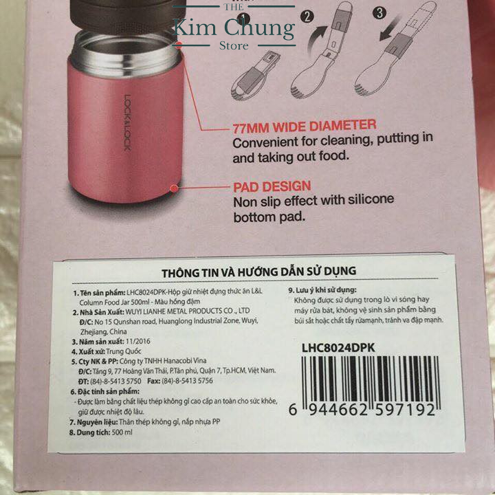 Bình ủ cháo giữ nhiệt inox Lock&lock LHC8024 500ml