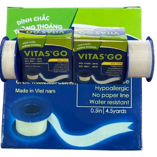 Băng keo cuộn vải lụa y tế Vitago dính dán vết thương băng bó tay chân.