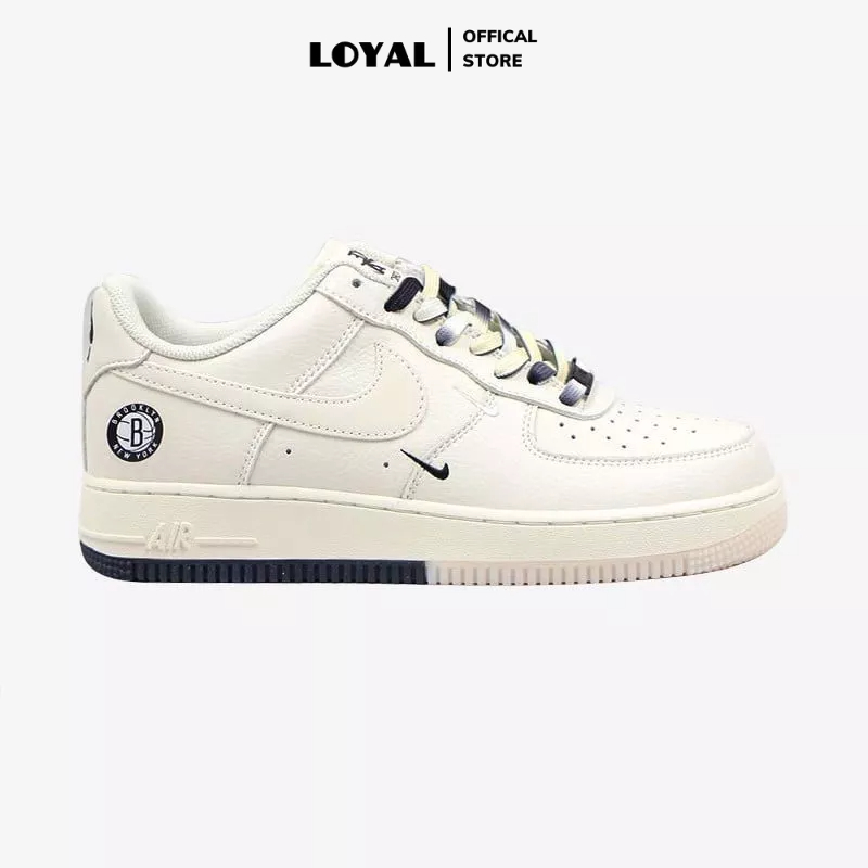 Giày Sneaker AF1 Âm Dương Cổ Thấp, Giày Thể Thao Nike Air Force 1 Low "Brooklyn" Sail Black Nam Nữ Cao Cấp Full Box Bill