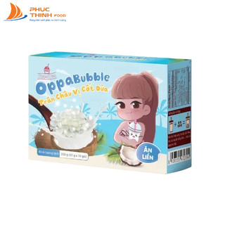Trân Châu Cốt Dừa Ăn Liền Oppa Bubble Hộp 350g Nguyên Liệu Trà Sữa Pha Sẵn Topping Dùng Trực Tiếp