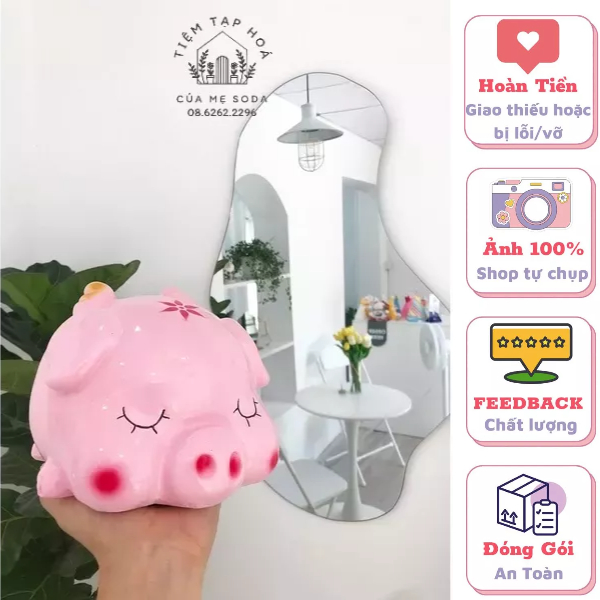 Heo đất thiên thần cánh tiên trang trí bàn học ống tiết kiệm tiền siêu xinh TIỆM MẸ SODA