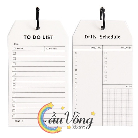 Combo Tập Giấy Note Ghi Chú Danh Sách Cần Làm To Do List + Daily Schedule Kèm Khoen