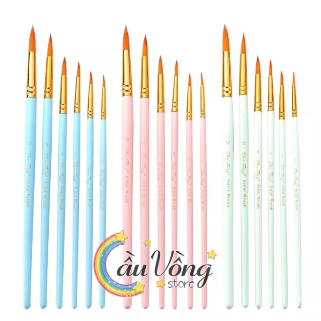 Bộ Cọ Tròn 6 Cây Chuyên Dụng Cao Cấp Để Tô Vẽ Tranh Sơn Dầu, Màu Nước, Màu Acrylic, Vẽ Nghệ Thuật Màu Pastel