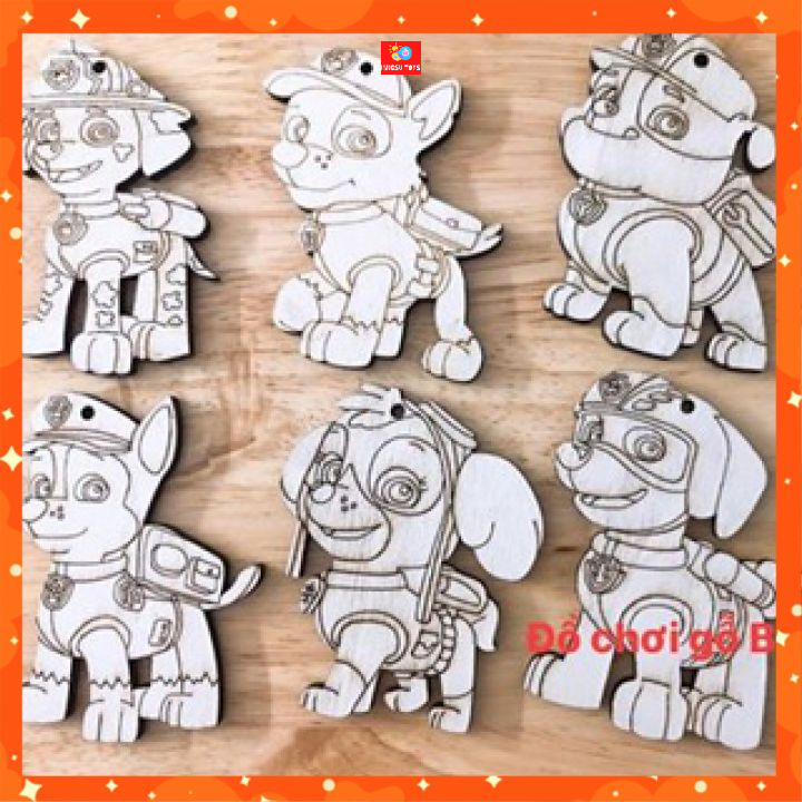 Đồ chơi tô màu gỗ Đội Chó Cứu hộ Tô màu gỗ an toàn cho bé