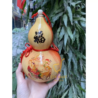 (KHÔNG ĐỰNG NƯỚC) Quả hồ lô cầu con, vật treo phong thuỷ thu hút tài lộc, kèm nắp và dây kết đồng tâm loại to