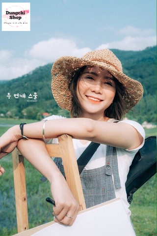Nón cói mềm thắt nơ da vintage