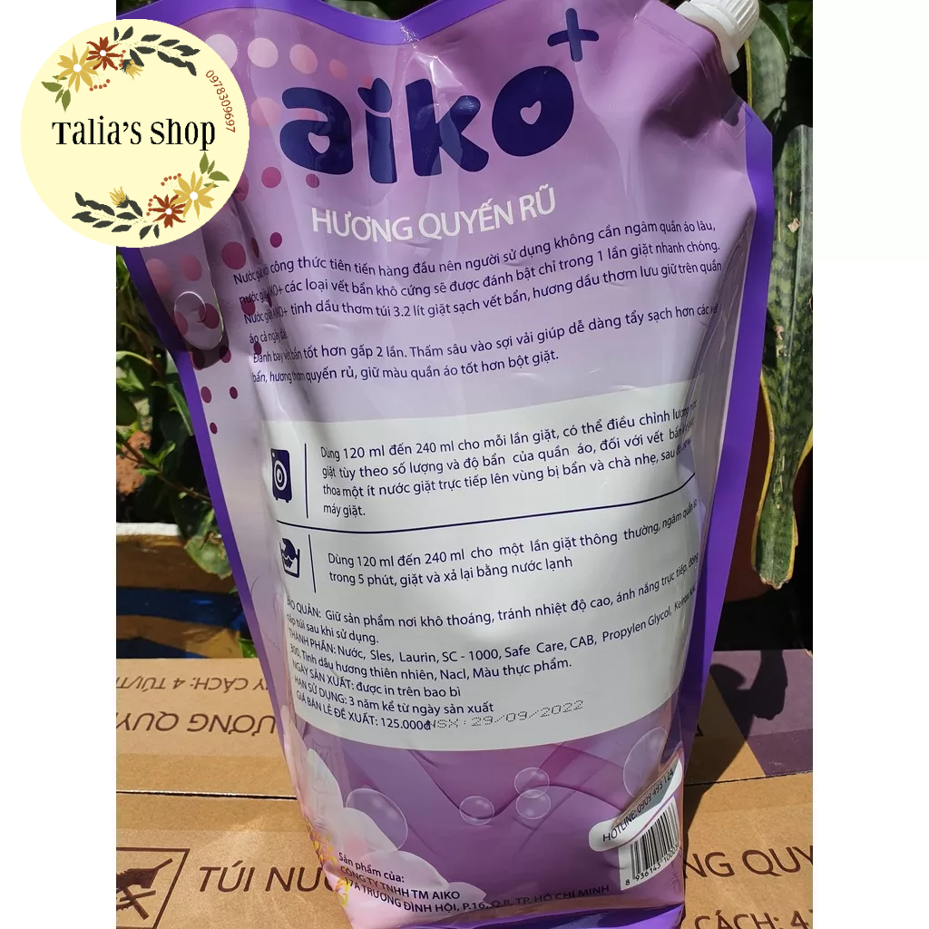 2 hương - Nước giặt Aiko 3200ml thơm ngát cho cả gia đình