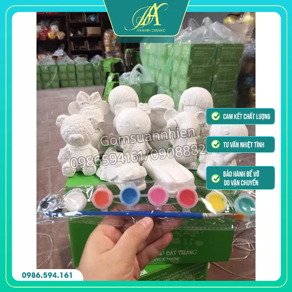 Bộ tô tượng mini cho bé ( set 10 tượng tặng kèm màu và bút vẽ )