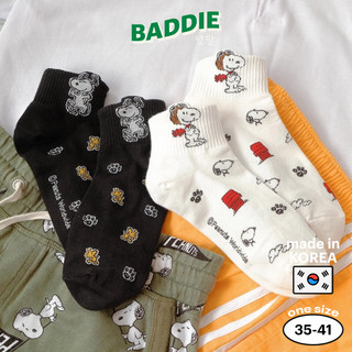 SNOOPY PATTERN ANKLE - Tất vớ thấp cổ unisex nhân vật hoạt hình chú chó Snoopy, bản quyền Peanuts, nhập khẩu Hàn Quốc