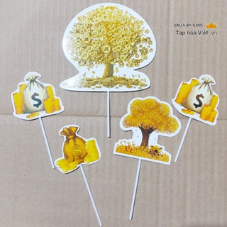 Set Cắm giấy Cây Tiền trang trí bánh sinh nhật