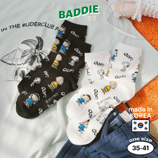 SNOOPY OOF PATTERN - Tất vớ cao cổ unisex nhân vật hoạt hình chú chó Snoopy, bản quyền Peanuts, nhập khẩu Hàn Quốc