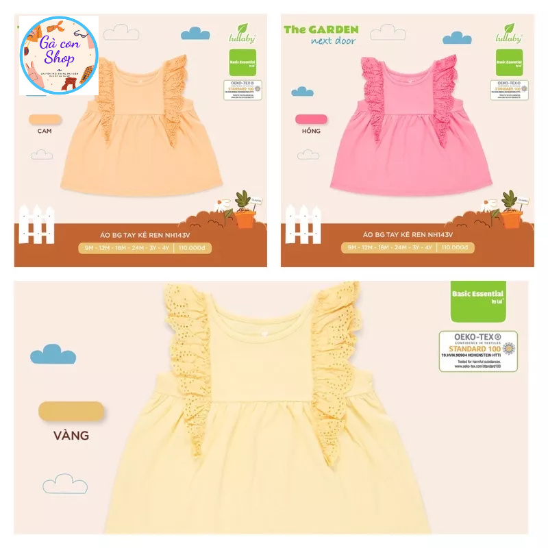 Lullaby 2023 áo bé gái kê tay ren